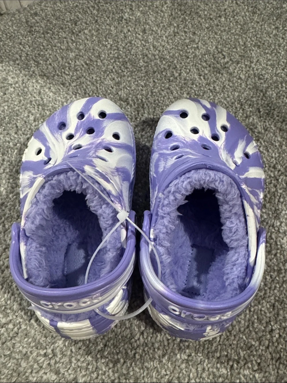 CROCS Toddler CLASSIC LINED MARBLED CLOG Fuzz Lined NWOT